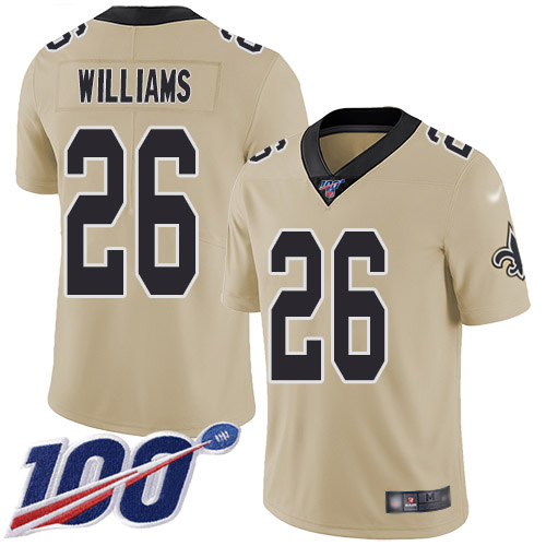 Men New Orleans Saints Limited Gold P J Williams Jersey NFL Football 26 100th Season Inverted Legend Jersey